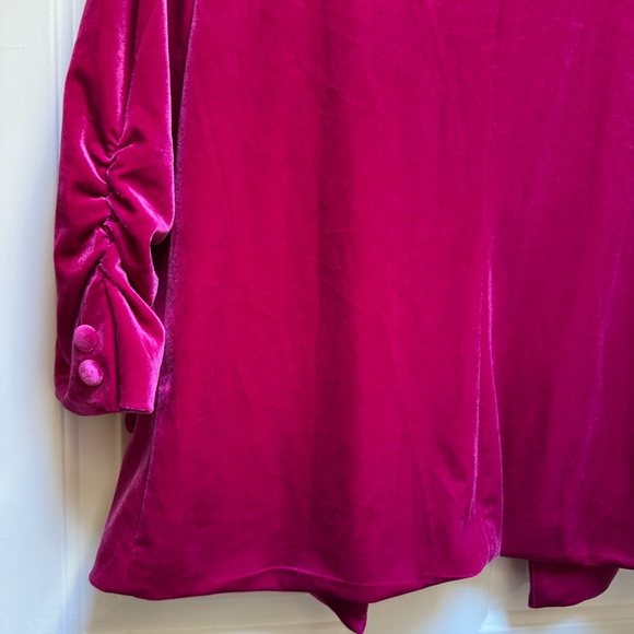 SKIES ARE BLUE Anthropologie Velvet Magenta Pink Blazer w Pockets womens size L - Picture 11 of 16
